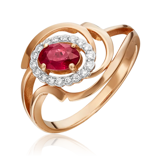 Damenring mit Rubin und Diamanten