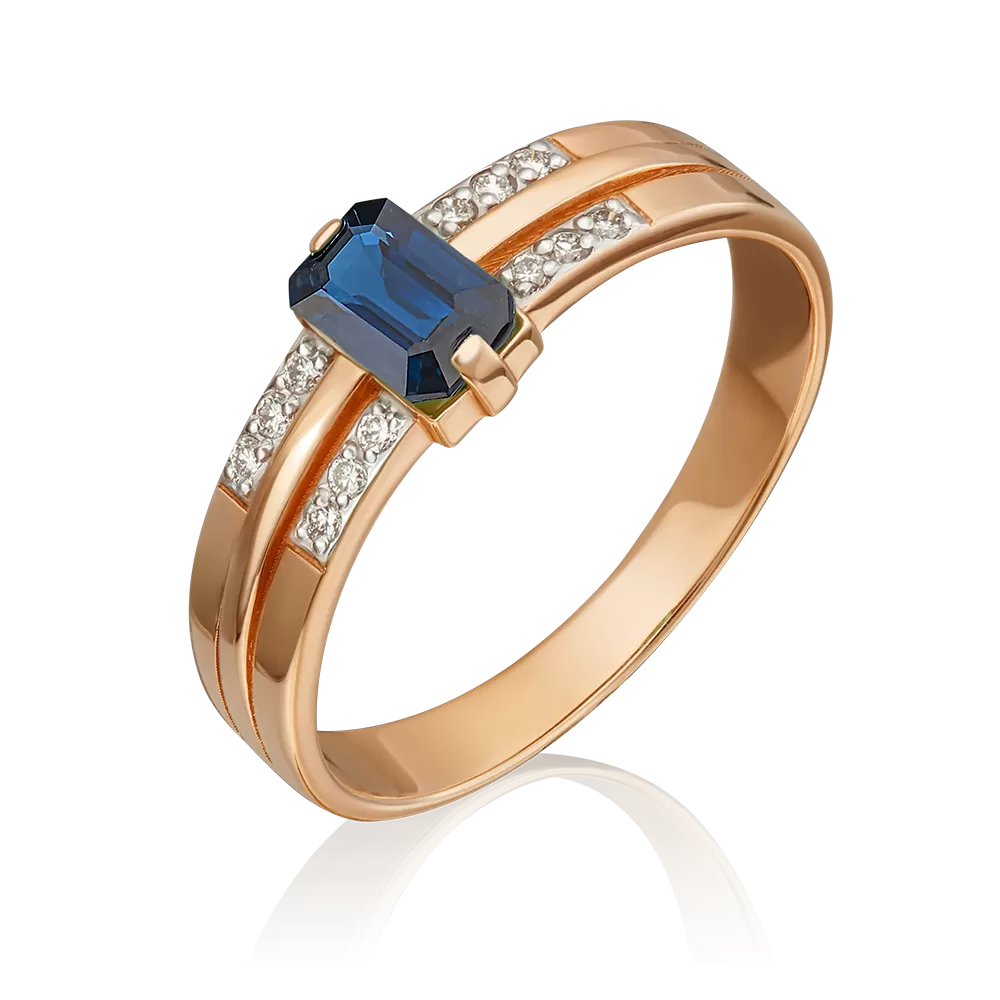 Damenring mit Saphir und Diamanten