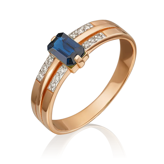 Damenring mit Saphir und Diamanten