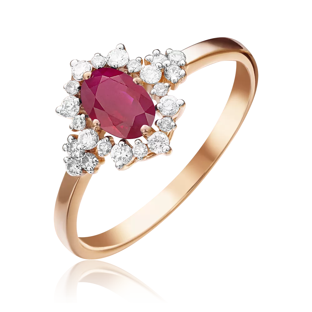 Damenring mit Rubin und Diamanten