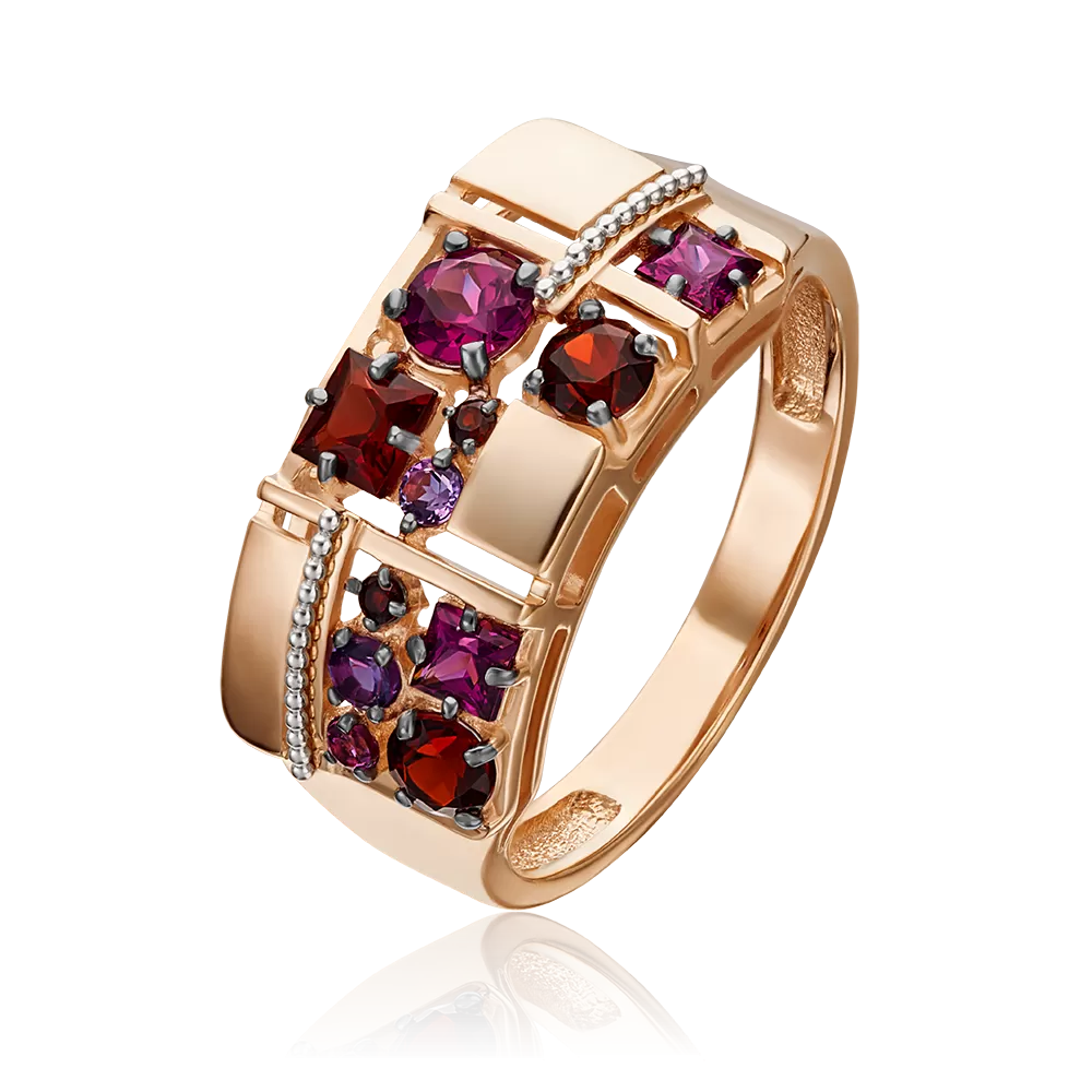 Damenring mit Granat und Amethyst