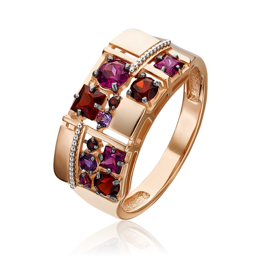 Damenring mit Granat und Amethyst