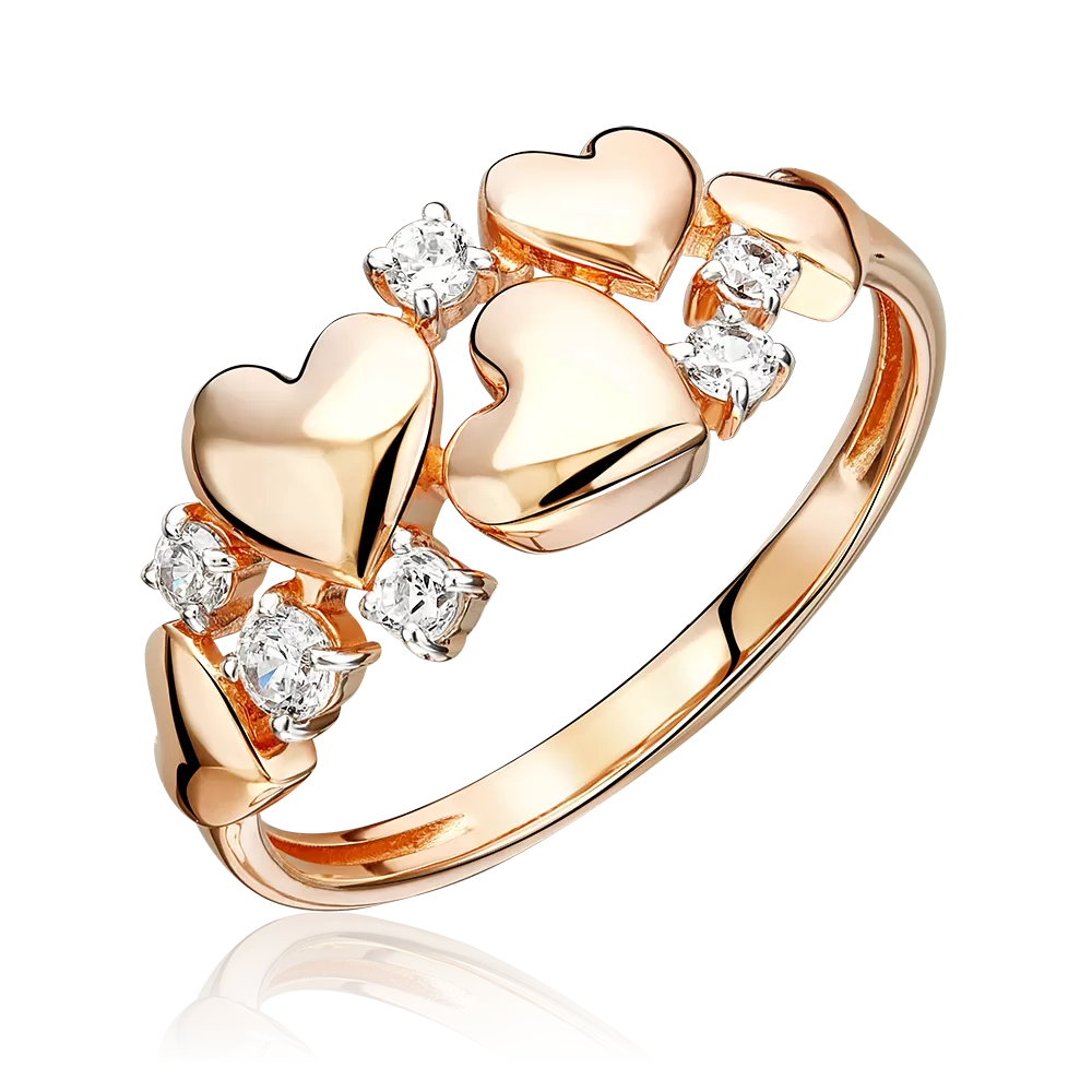 Damenring mit Zirkonia ''Herzen''