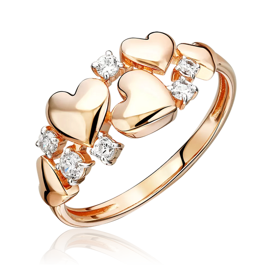 Damenring mit Zirkonia ''Herzen''