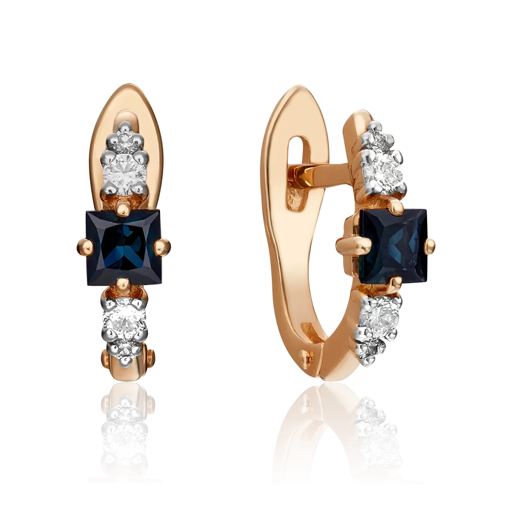 Ohrringe mit Brillanten und Saphir