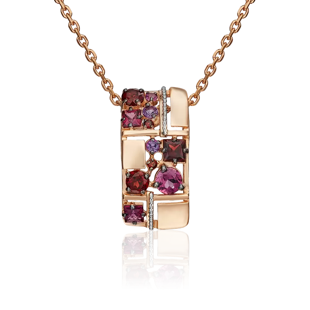 Anhänger mit Granat und Amethyst