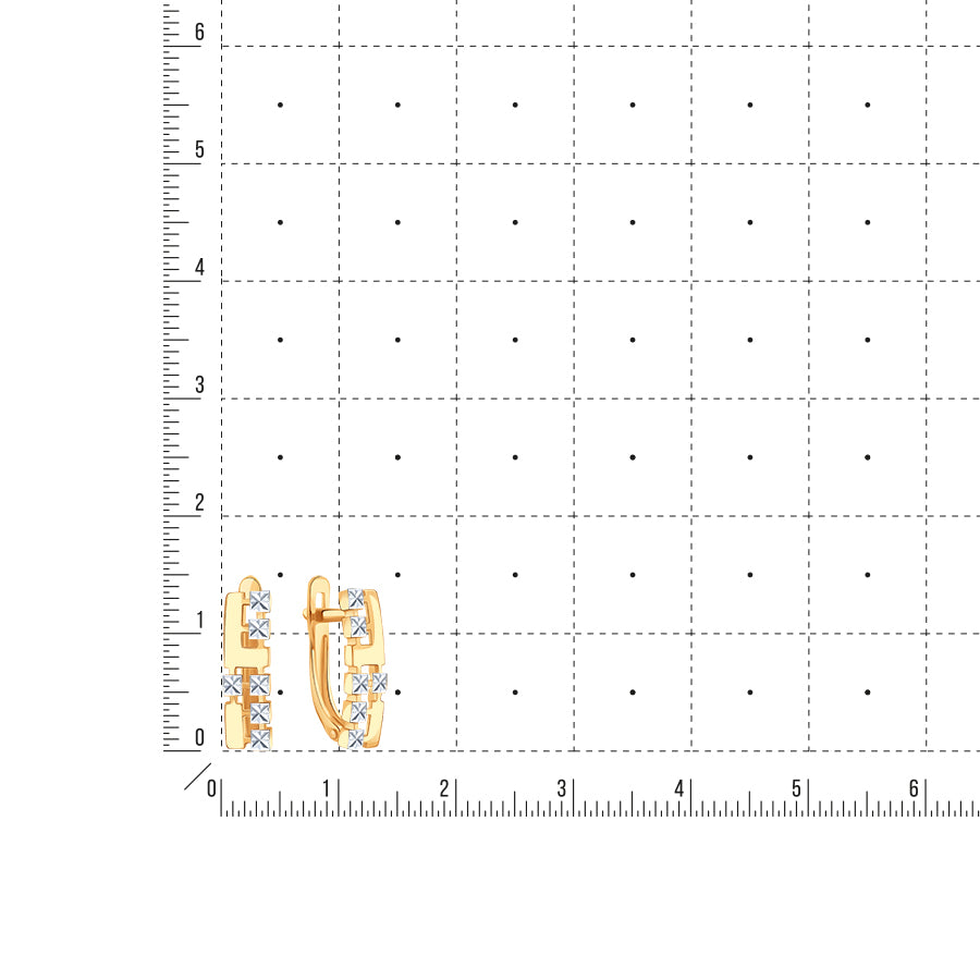 Rotgold-Ohrringe 585 mit geometrischem Muster und Diamantschliff