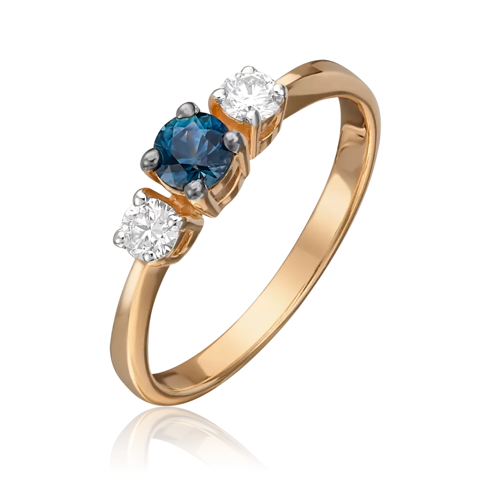 Damenring mit Saphir und Brillanten