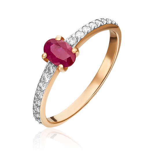 Damenring mit Rubin und Diamanten